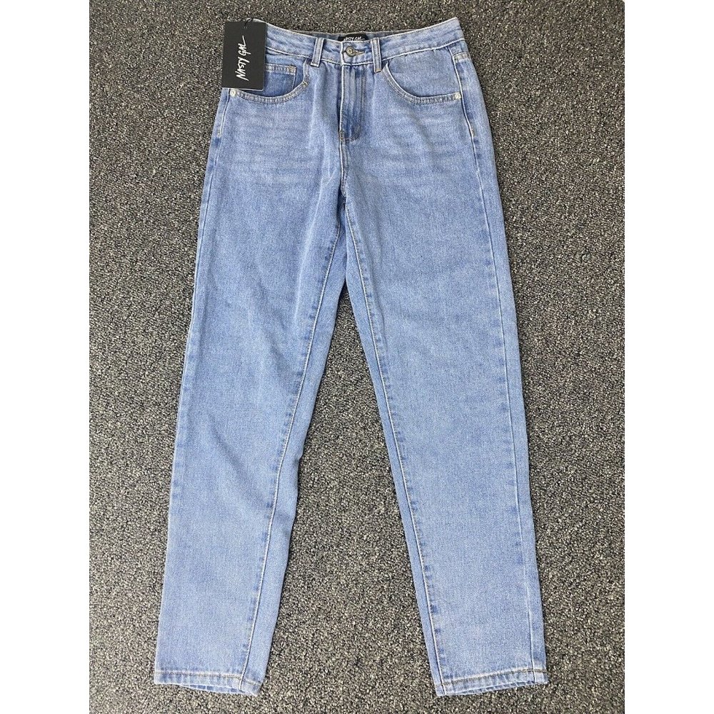 Nasty Gal Debbie High Waisted Mom Jeans Size US 2 UK 6 Light Blue Wash NWT